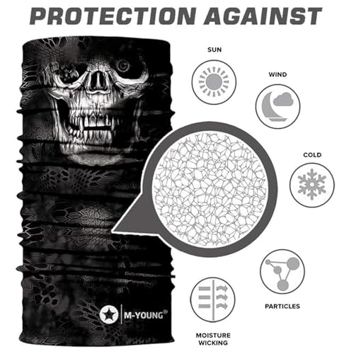Image of Skull Face Mask Bandanas, Neck Gaiter, Headwear, Magic Scarf, Headband for dust Sun Wind