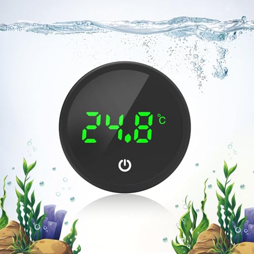 HOSCARER Fish Tank Thermometer Aquarium Thermometer Digital LED Wireless Precise Display 1/2F Energy-saving Adhesive Fish Tank Accessories