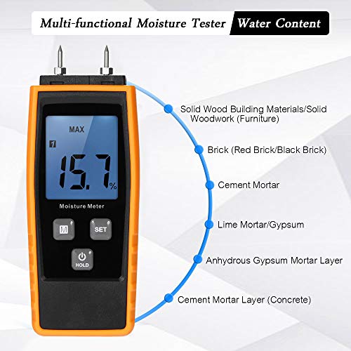 Cucudy Portátil Mini Medidor de Umidade Digital LCD Madeira Serrada Damp Meter Detector de Umidade d