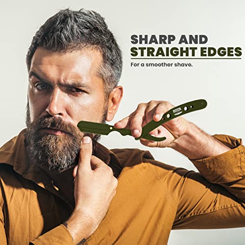 Image of Utopia Care Professional Barber Straight Edge Razor Safety with 100 Pack Blades, Green