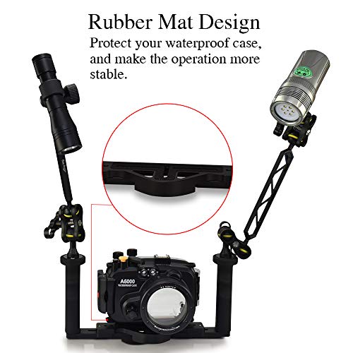 Image of Underwater Camera Tray, Dual Handle Stabilizer Adjustable Width Aluminum Alloy with Ball Clamp Mounts Compatible with Seafrogs Waterproof Camera Housing (YH-TS6)