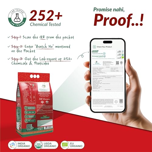 Image of COWBERRY Organic Royal Basmati Rice /Extra Long Grain 5 kg, Aged 2 Years Premium 18-20mm Cooked | NPOP India, NOP USDA, EU Organic Certified | Lab-Tested 252+ Chemicals & Glyphosate Free