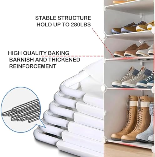 Image of LUHI Plastic Shoe Rack for Home with Door, 2-Door Shoe Storage Cabinet | 6-Shelfs for 12 Pairs | Waterproof & Portable DIY Shoe Slipper & Chappal Stand for Entryway /Bedroom (White, 3-Door)