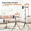JUBORUI 3-in-1 Tablet Tripod Stand, 63" Height Adjustable iPad Floor Stand with 2 Holders, 360° Rotating iPad Tripod Mount for Camera, Microphone, Ring Light, All 4.7-12.9" Tablets and Phone #1