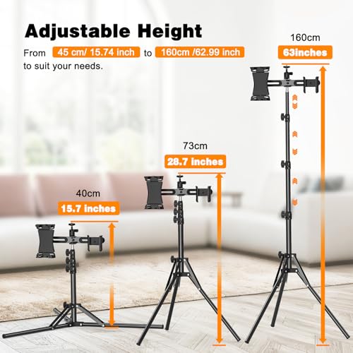 Trépied tablette réglable 160cm avec support fixation pour iPad Pro et iPhone - 4