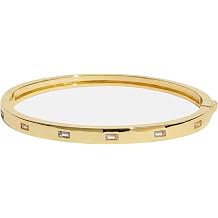 The M Bangle Bracelet for Women, 18K Gold-Plated, CZ or Bamboo, Fits 6-7 in