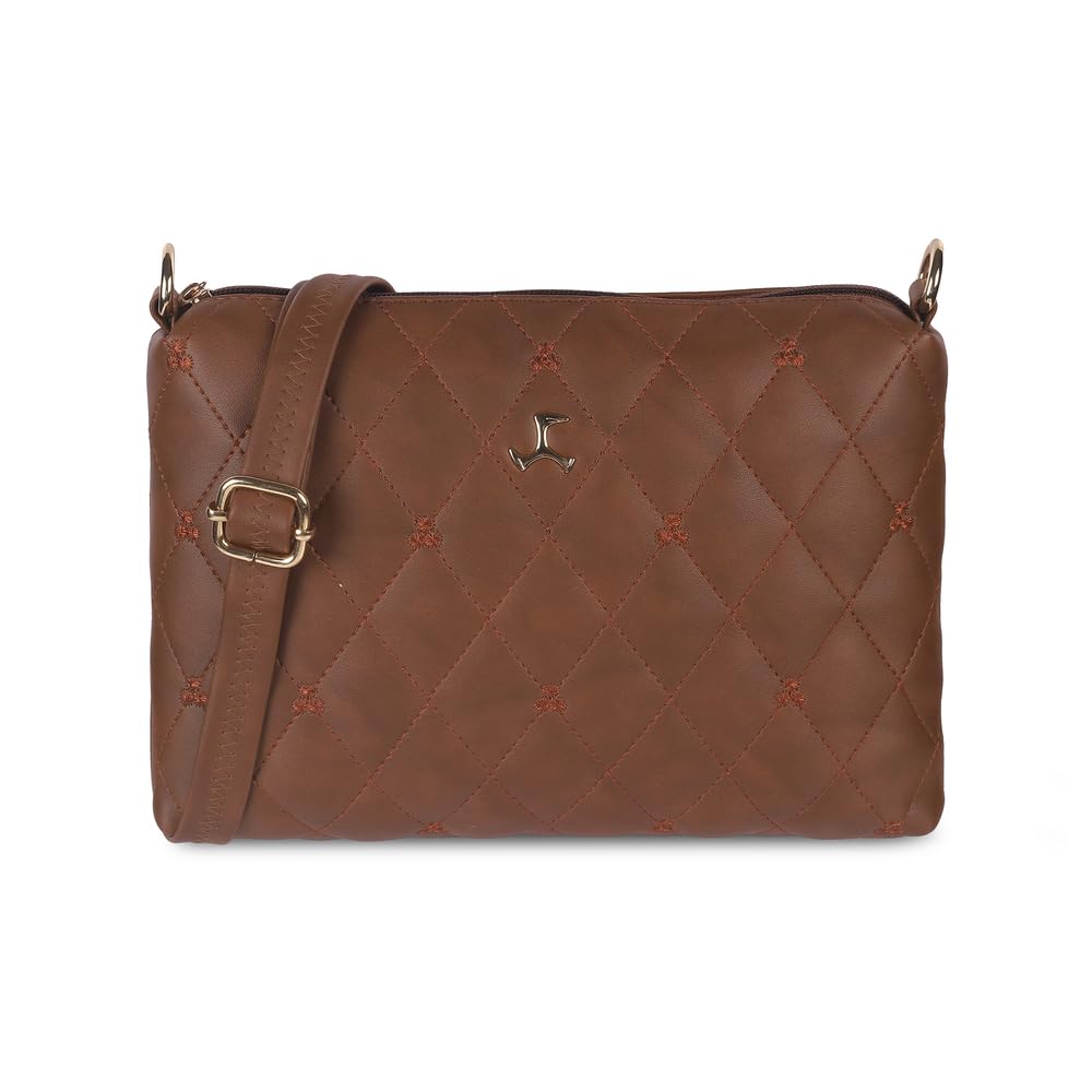 Women's Faux Leather Quilted Sling Bag with Adjustable Strap