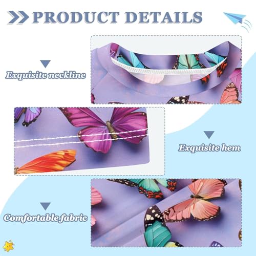 ALAZA Kids Rash Guard Girls Boys Toddler Swim Shirts Short Sleeve 3D Butterfly UPF 50+ 3T3