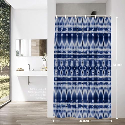 Rideau de douche bleu tie dye Shrahala 182x91cm en polyester imperméable - 6