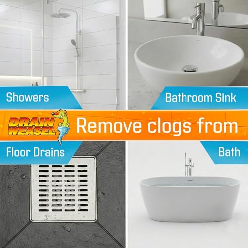 Image of FlexiSnake Drain Weasel Sink Snake Hair Clog Remover Tool Kit, 3 Wands | Pipe, Bathroom, Bathtub Cleaner, 18-inch Long Refills, Flexible, Removable Handle, Made in The USA