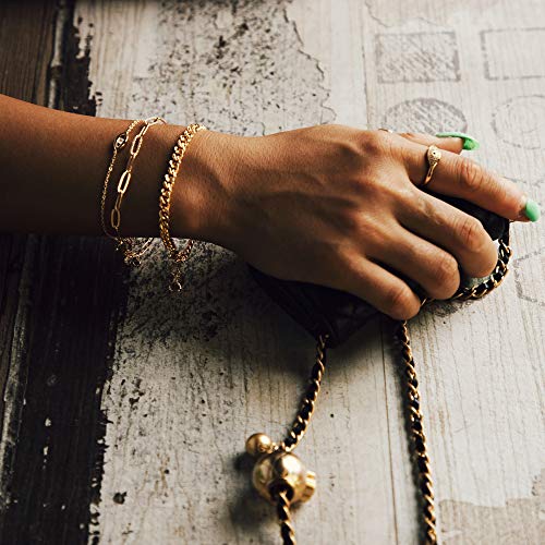 Image of MEVECCO Bracelet for Women 14K Gold Plated Dainty Chain Simple Jewelry Cute Handmade Minimalist for Her