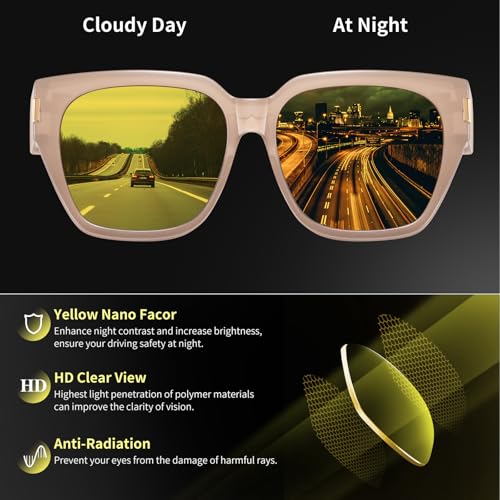 Image of HAOLOTA Night Vision Driving Glasses Fit Over Glasses