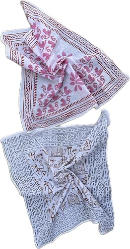 2 Set of Bandana 100% Organic Cotton Bandana Moselle, Bandana Scarf, Paisley Design Scarf, Unique Design Hand Printed Paisley Design Cotton Scarf, Cotton Bandana For Men and Women, Best Gift For3