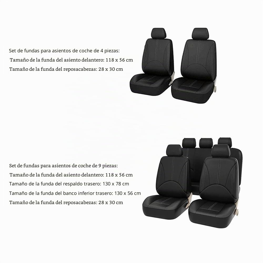 Shkalacar Funda Asiento Coche 9 Piezas Protector Asiento Coche Fundas Coche Asientos Universal 5 Asientos para vehículo SUV