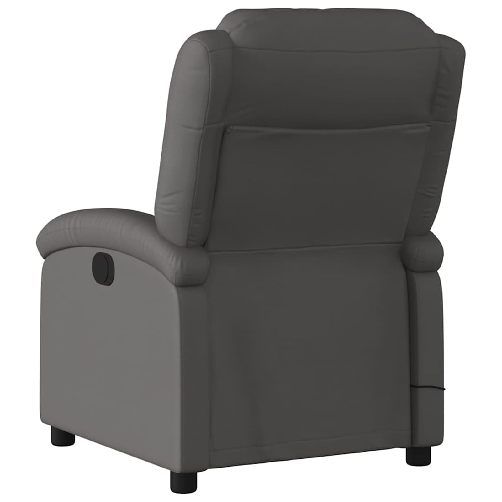 Sillón de masaje eléctrico gris de piel auténtica, 71 x 86,5 x 99,5 cm, 6 puntos de vibración, con función reclinable eléctrica para adultos