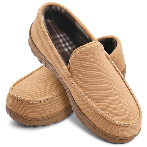 Image of shoeslocker Mens Slippers Microsuede Moccasin Memory Foam House Shoes