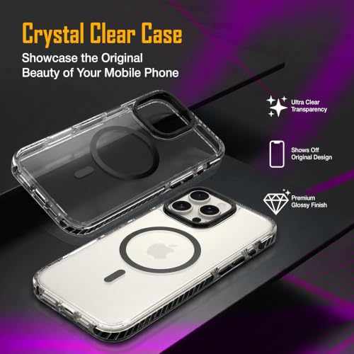 Image of Zapcase Crystal Clear Back case for iPhone 16 Pro Max | PC Back | TPU Bumper with Inner Rubber Grip | Metal Camera Guard Bezel | Metal Buttons | Scratch Resistant | 2 Layer Edge Protection | Black