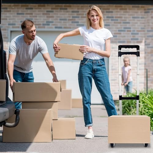 Image of Folding Stair Climbing Shopping Cart Trolley Home 4 Wheels Stair Climber Gift Wheel Roller Foldable Stainless Steel Travel Trolley Handheld Market (80 kg Luggage Trolley)
