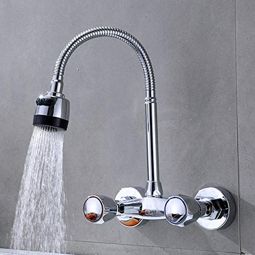Robinet mural cuisine cuivre chrome avec soupape mélangeuse chaude