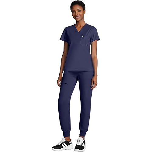 Medical Scrubs for Women Set, V-Neck Scrub Top & Stretch Jogger Pants for Nurse Workwear Uniform Scrub, Esthetician