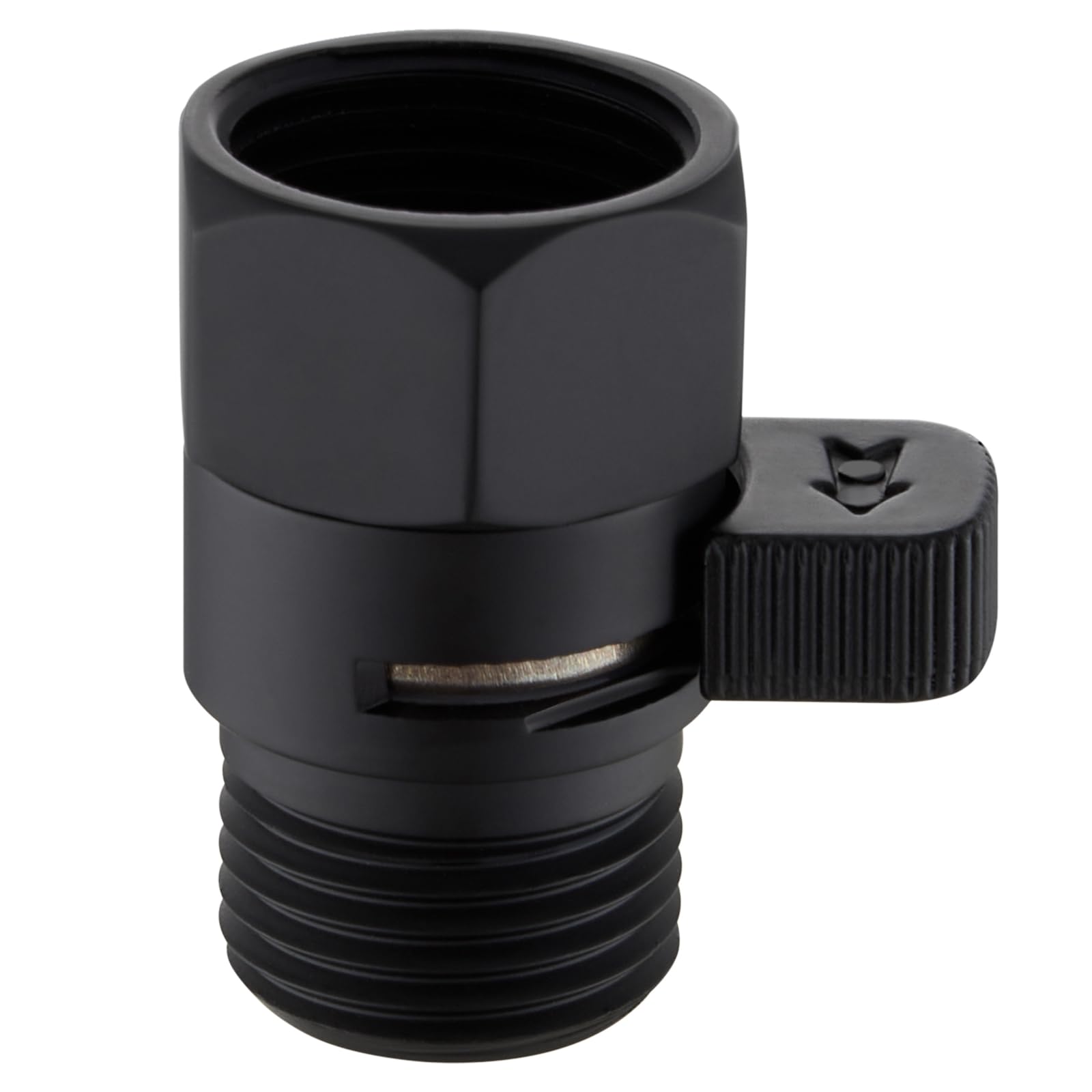 APLusee Water Flow Control Valve for Shower Head, Matte Black, Solid Brass