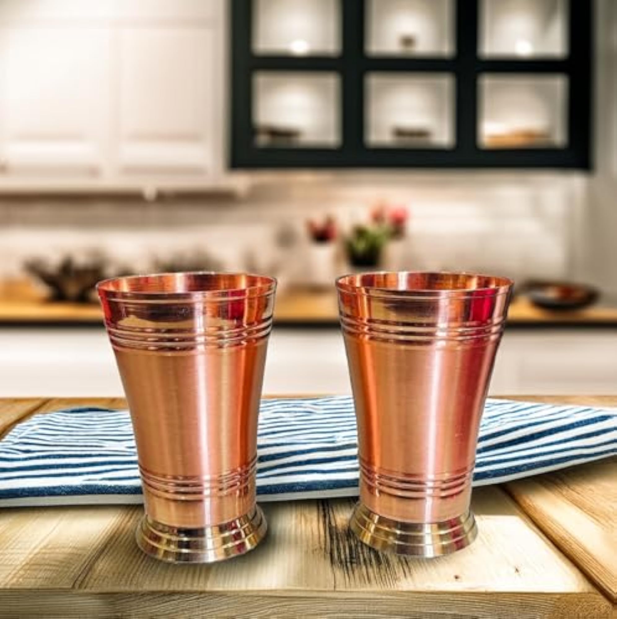 Copper Glass with Brass Bottom for Serving Drinks
