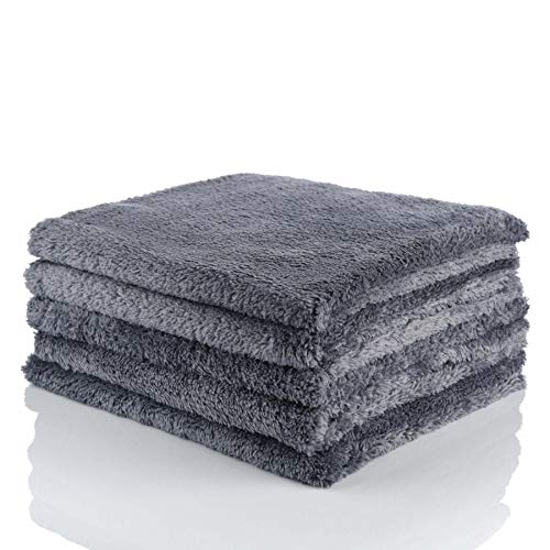 ACS 3000 Premium Poliertücher 5er Set aus ultraweichen Mikrofasern, grau Laser-Edge’, 40 x 40 cm, 400 GSM