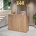 Tribesigns Reception Desk with Counter, Modern Front Desk Reception Room Table with Cable Grommet, 47 inch Retail Counter for Checkout, Lobby, Beauty Salon, Home Office Desk, Oak