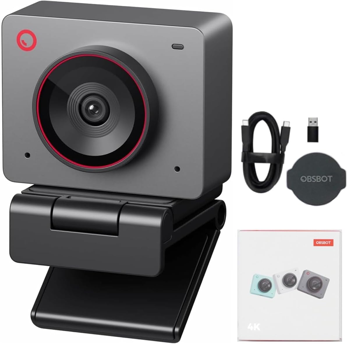 OBSBOT Meet 2 Al-Powered 4K Webcam— Ultra HDR,1080p@60FPS,1/2" CMOS,4X Digital Zoom,Plug&Play,Built-in Dual Mic—Work with Skype, Zoom/ MS_Teams/Google Meet—for Online Call/Meeting/Educate-Grey