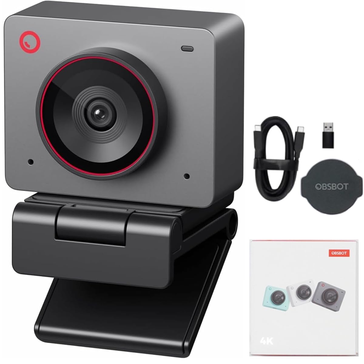 OBSBOT Meet 2 Al-Powered 4K Webcam— Ultra HDR,1080p@60FPS,1/2" CMOS,4X Digital Zoom,Plug&Play,Built-in Dual Mic—Work with Skype, Zoom/ MS_Teams/Google Meet—for Online Call/Meeting/Educate-Grey