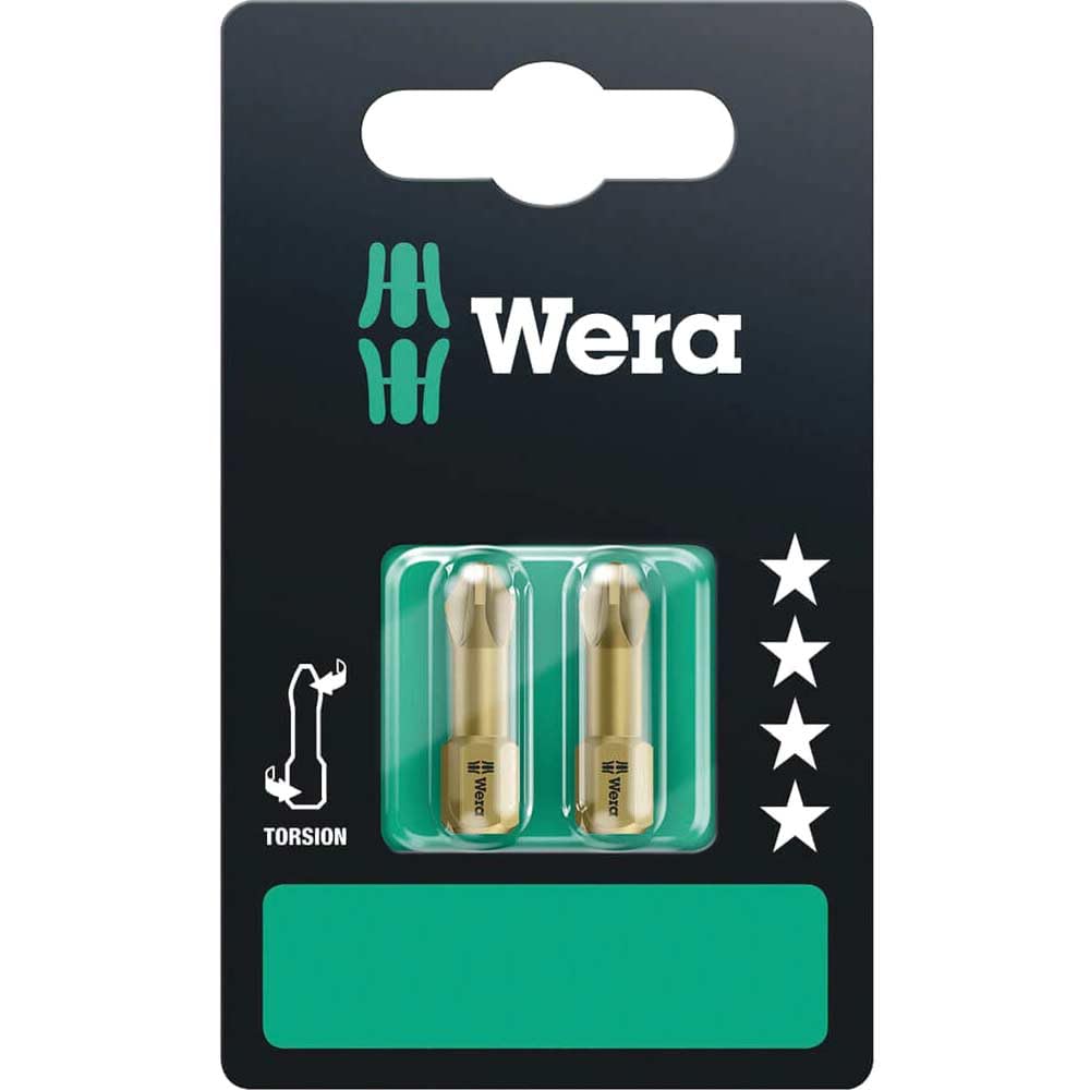 Wera Insert Bit - Carded Pack of 2 Pozidriv Tip Pz 2 25mm