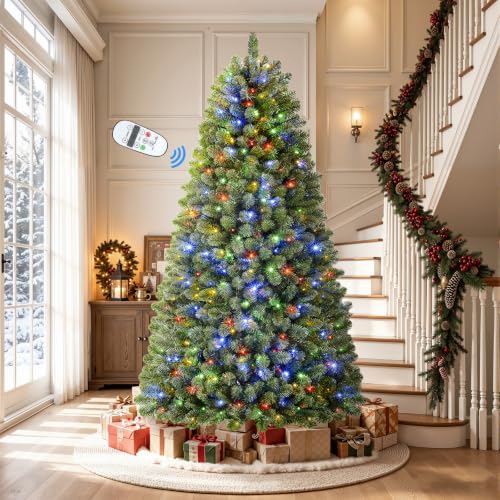 Image of 7FT Artificial Prelit Classic Christmas Tree with Remote Control,Timer