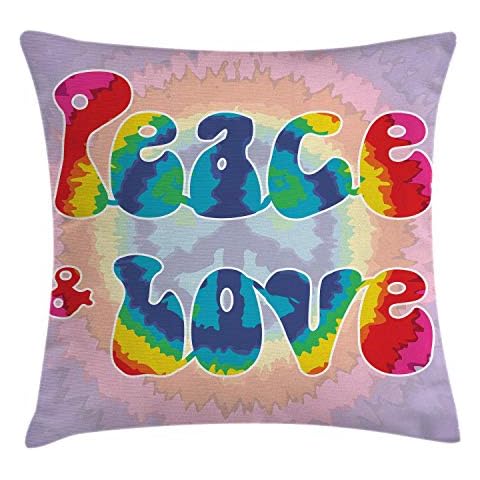 ABAKUHAUS Funda para Almohada Buena Onda, Texto Paz y Amor Cover