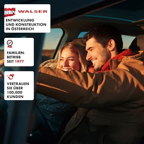 Walser CarComfort Sitzauflage aus Holzperlen, Sitzaufleger Holzkugeln, Massage Autositzauflage Holz, Universal Sitzmatte schwarz/weiß 13551