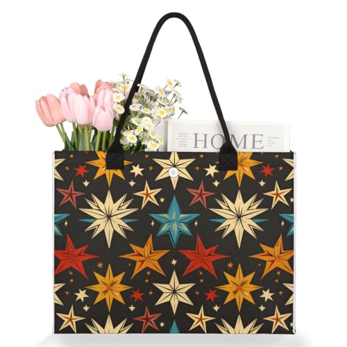 Big Stars Colored Tote Bag for Women Large Beach Bag Reusable Tote Bags for Work Travel Beach Shopping3
