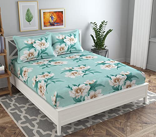 Image of HOMEKART Prime Combo Pack of 4 Double Bedsheets with 8 Pillow Covers|160 TC Soft Brushed Microfiber -Long Lasting & Wrinkle Free - 220 x 218 Cm Or 7ftx7ft, Light & Dark Green