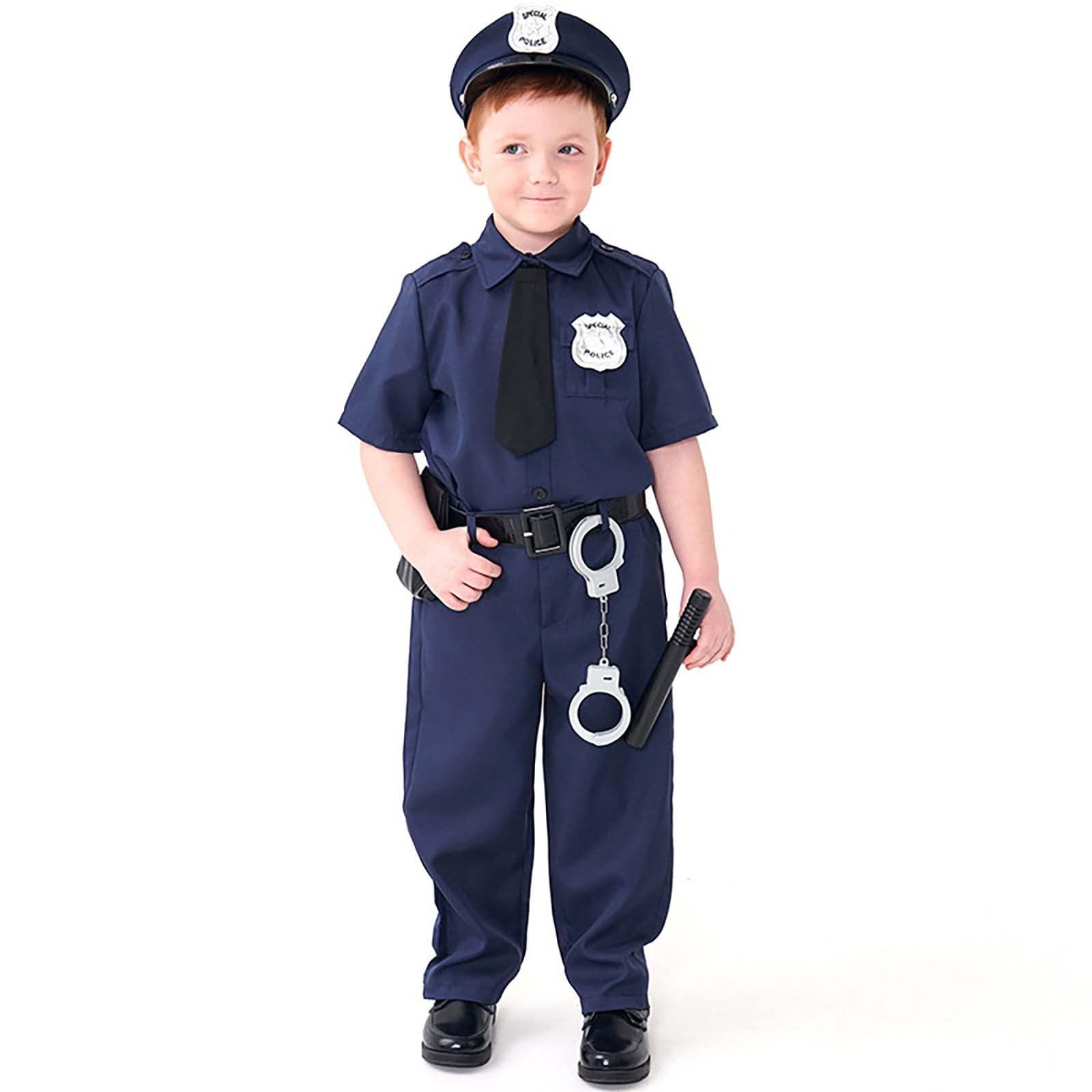Faschingskostüme Kinder Junge Polizei Kostüm Set Rollenspiel Dress Up Outfit Für Kinder Cosplay Und Themenpartys Komplettes Zubehör Blaue Uniform Für Fasching Und Karneval Kinderkostüme Junge