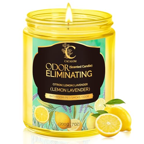 Image of Odor Eliminating Candle, Soy Scented Candles, Lemon Lavender 7oz