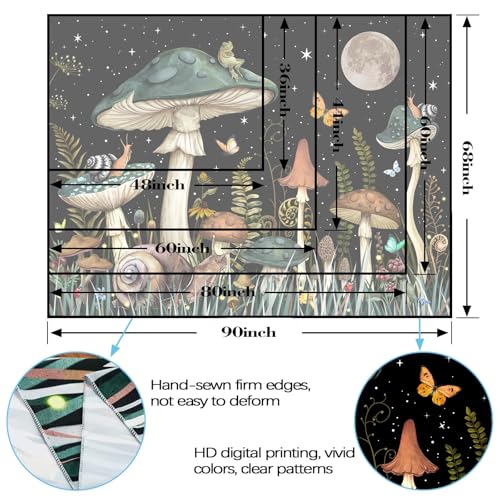 Image of MAKABEE Polyester Mushroom Tree Tapestry Boho Retro Floral Flowers Tapestries Aesthetic Vintage Tapestry Wall Hanging for Bedroom (Mushroom Tree of Life(51inch x 59inch))