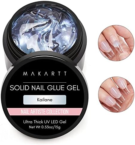 Makartt Solid Nail Gel Glue for Soft Gel Nail Tips Kailane Solid Nail Glue Gel for Press On Nails Acrylic Nails Solid Builder Nail Gel for Nail Strengthen Nail Art DIY Home Salon 15ML UV Light Cured