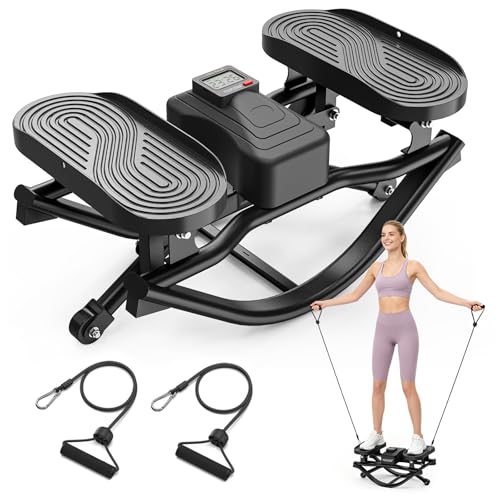 Image of Yagud Rock Stepper for Exercise at Home, Portable Rock Stepper Side to Side with Resitance Bands,Full Body Workout Stepper Exercise Machine Low-Impact Knee-Friendly for Office
