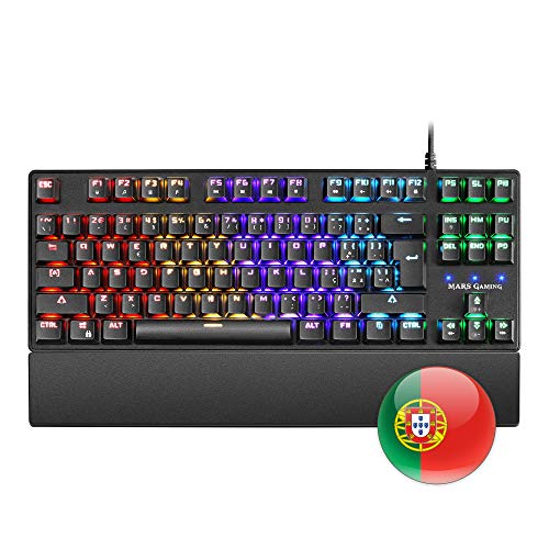 Mars Gaming MKXTKL, commutateur de clavier mécanique bleu, LED 5 couleurs 10 effets, PT