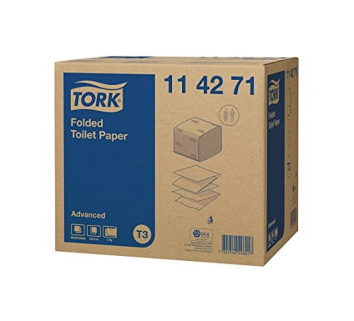 T3 Lot de 36 paquets de 242 feuilles de papier toilette pliés 2 plis