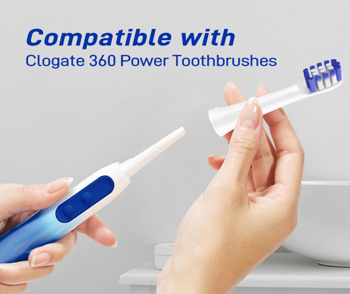 Cabezales de repuesto para cepillos de dientes compatibles con Colgate 360 Deep Clean, funciona con pilas, paquete de 10, color blanco