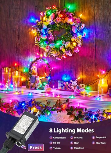Easter-Mini-Christmas-Lights-39-Feet-100-LED-Pastel-Mini-Lights-with-8-Lighting-Modes-On-Green-Wire-Connectable-Twinkle-Light-for-Indoor-Outdoor-Party-Yard-Garden-Patio-Home-Wreath-Decoration Easter Mini Christmas Lights 39 Feet 100 LED Pastel Mini Lights with 8 Lighting Modes On Green Wire Connectable Twinkle Light for Indoor Outdoor Party Yard Garden Patio Home Wreath Decoration