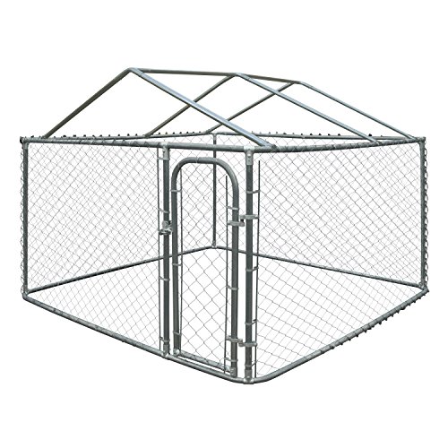 ALEKO DK13X7X6RF Dog Kennel 13 x 7.5 x 6 Feet DIY Chain Link Box Kennel With Roof Frame