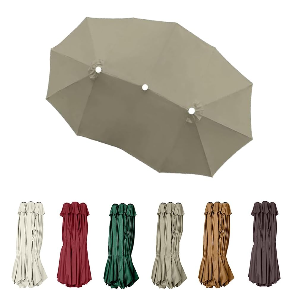 ksxnkhk Large Replacement Canopy for Double Parasol, Replacement Cover 4.6m, 12 Ribs, XXL Awning (Light Grey)