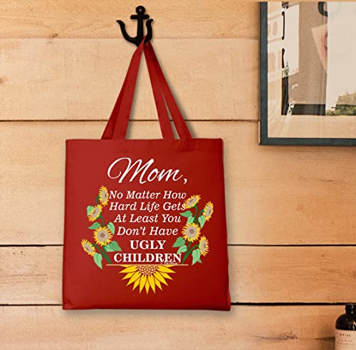 Mom At Least You Don't Have Ugly Children Sunflowers Canvas Tote Bag3