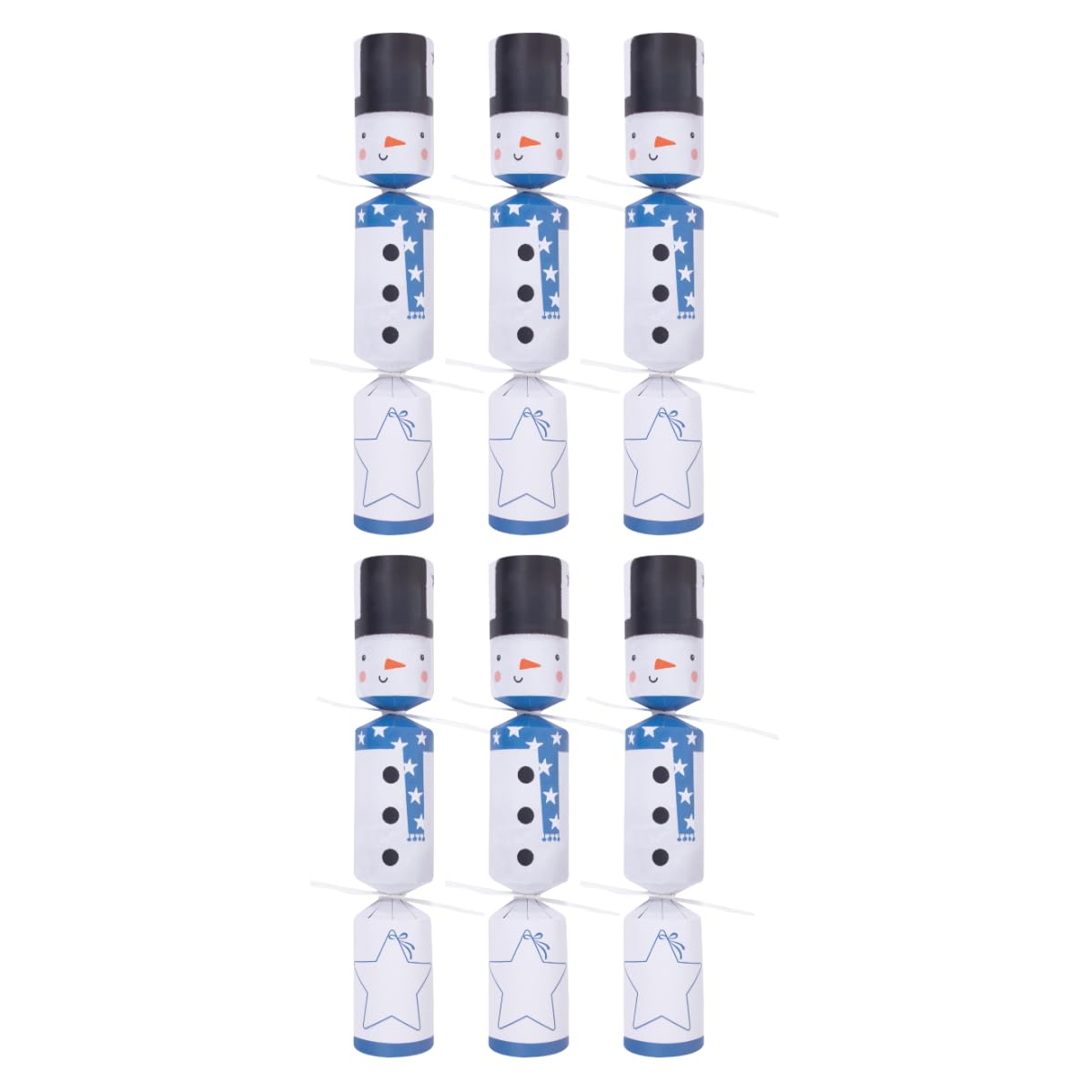 YöL 6 Make Your Snowman Christmas Crackers 12 Inch DIY Kit – Festive Family Craft Activity with Hats, Mottos, Snaps & Raffia Ties – Eco Conscious Crackers & Packaging for Xmas Table Decorations
