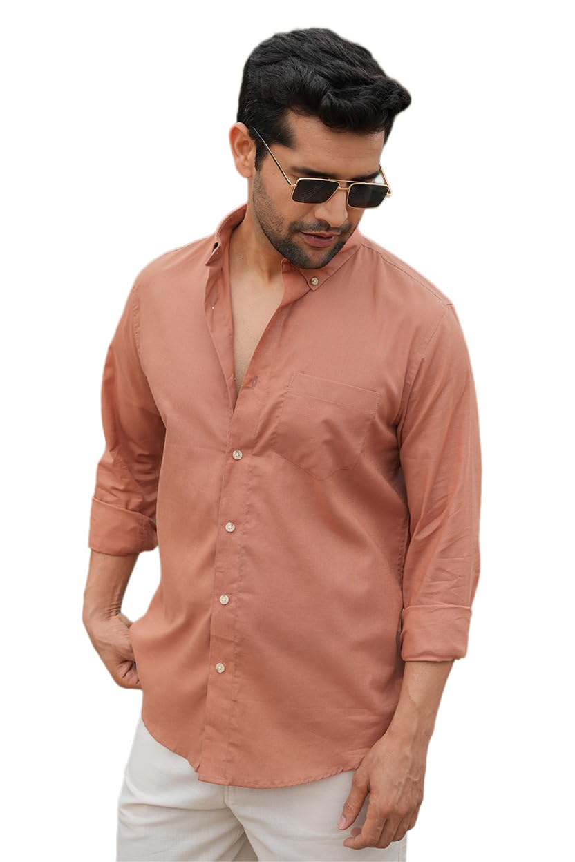 Solid Slim Fit Half Sleeve Linen Cotton Shirt-image-2